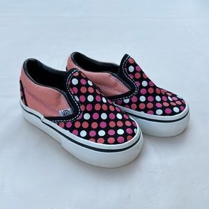 Vans Authentic Slip On pink black polka dots toddler size 5T kids sneaker shoes